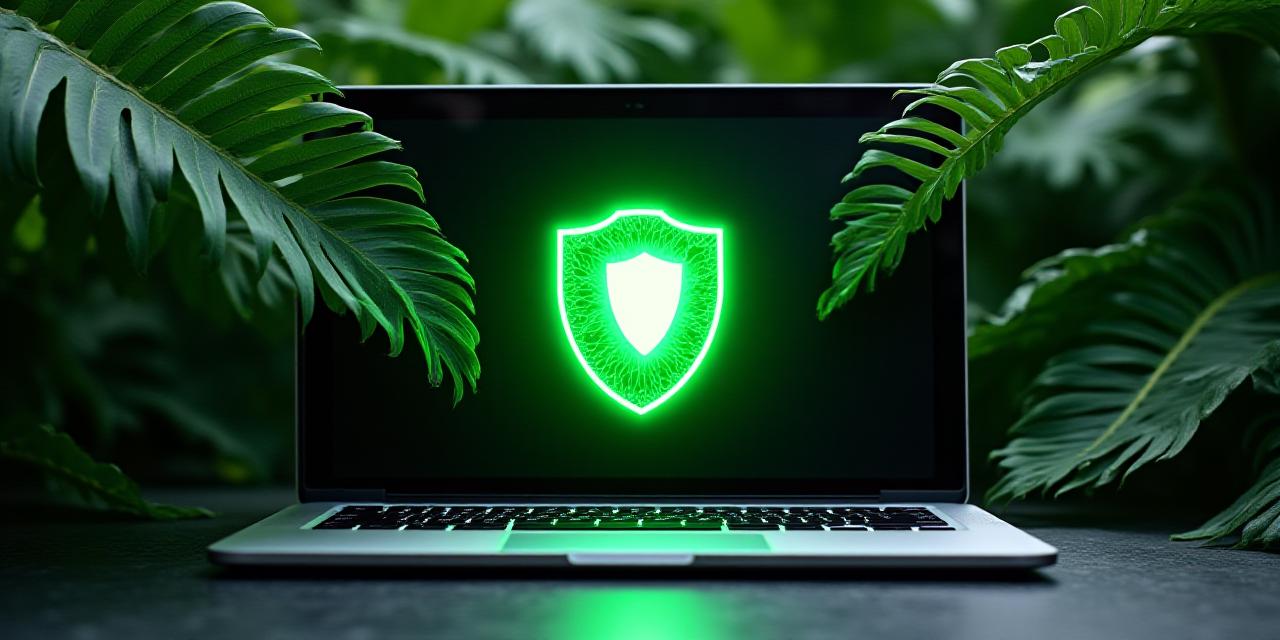 Secure data protection concept with rainforest leaves overlay